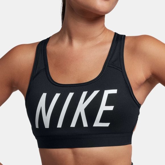 MNWT Nike Women's Classic Bra Classic Style Dri-Fit - Black Nike Sports Bra - Picture 1 of 5